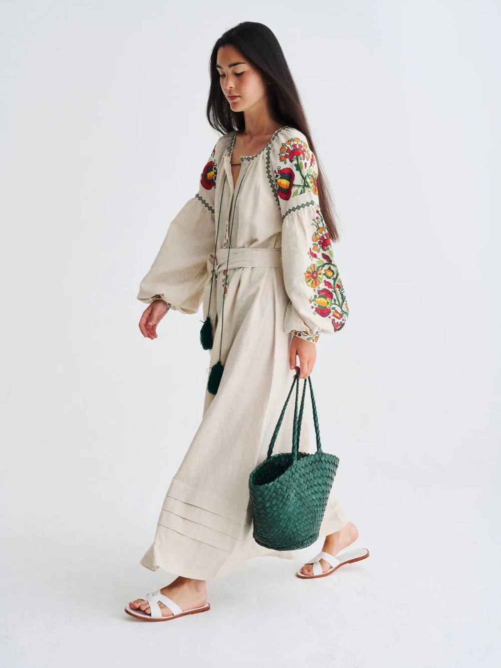 Dragon Diffusion Egola woven bag in pine green - Picture 11 of 14